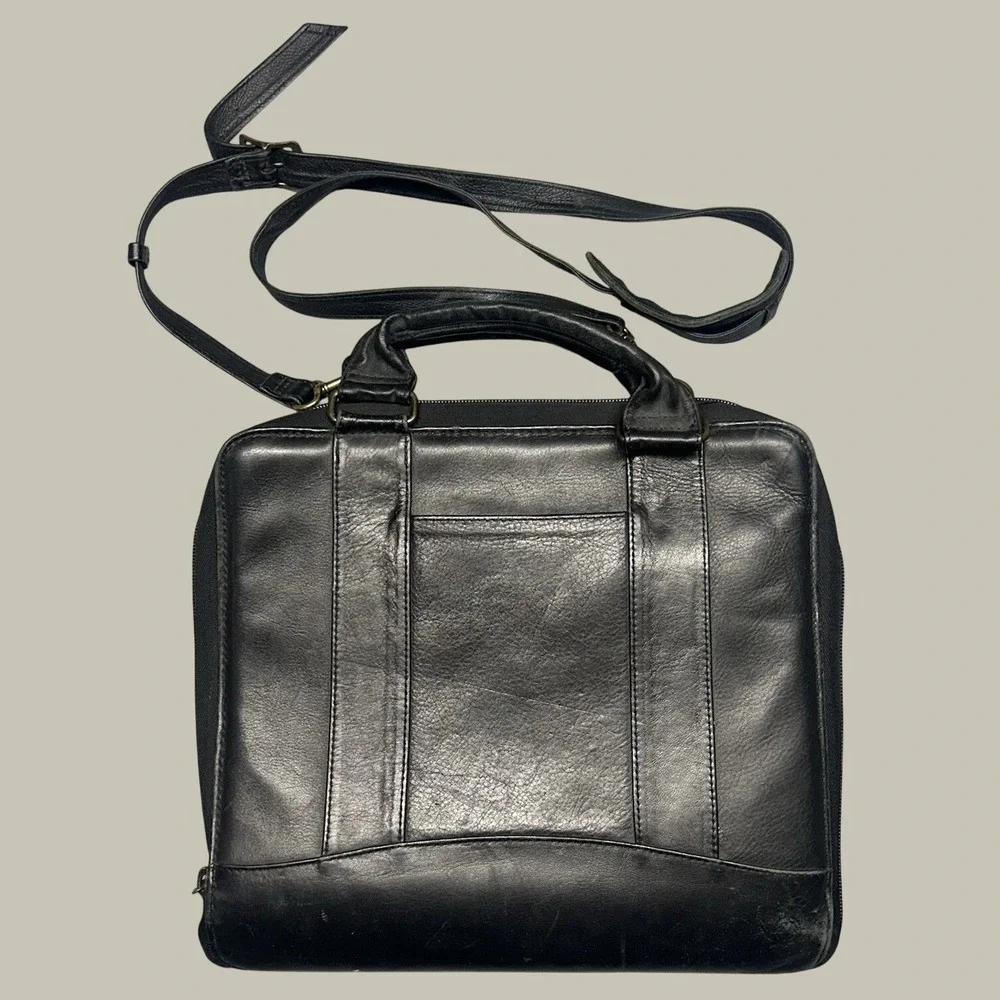 Franklin Covey Leather Vintage Planner Space-maker Zipper Binder Black